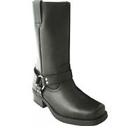 Gringos Mens Calf Length Leather Terminator Biker Cowboy Boots & Boot Socks Set UK9 Black