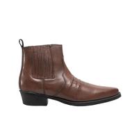 (11 UK, Brown) Woodland Mens Distressed Leather Gusset Western Ankle Boots
