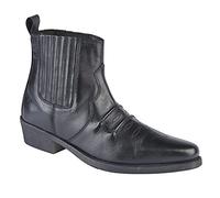 Gringos Mens Gusset Western Cowboy Ankle Boots Black Distressed Leather Size 7 (UK 10)