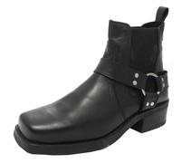 Gringos Mens Harley Biker Cowboy Ankle Harness Boots Leather Black Size 7