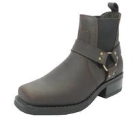 Gringos Mens Harley Biker Cowboy Ankle Harness Boots Leather Brown Size 12