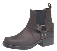 Gringos Mens Harley Leather Pull On Western Harness Cowboy Biker Boots Brown Size 8 UK