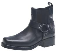 Gringos Men's Low Harley Motorcycle Style Boot - Black Leather, Rubber Sole, Elasticated Side Gussets