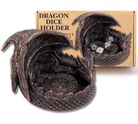 Grinning Gargoyle - 14cm Dragon DnD Dice Jail Guardian in Bronze - Perfect Dragon Dice Holder for Roleplaying Games - Mini Roller Tray Tabletop Gaming Accessories - DnD Merch Decor - D n D Gifts