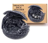 Grinning Gargoyle - 14cm Dragon DnD Dice Jail Guardian in Silver - Perfect Dragon Dice Holder for Roleplaying Games - DnD Dice Tray and Storage - DnD Gift Decor - D and D Gifts for RPG Display