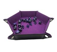 Grinning Gargoyle - Hexagon Dice Rolling Tray - DnD RollingTray for Role-Playing Games with 20 Polyhedral DnD Dice Set - Dungeons and Dragons Dice Pad - PU Leather RPG Accessory D&D (Marble x20)