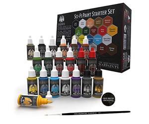 Grinning Gargoyle - Sci-Fi Miniature Paint Set - Paints for Miniatures - 20x Assorted 18ml Colours with a Paint Brush - Science Fiction Painting Starter Set - Warpaint Hobby Box for Aliens