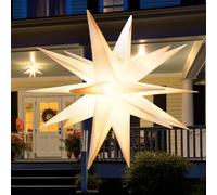 Grinsvalley 1 Set Christmas Star Lantern Moravian Light 23'' Star 3D Plastic Waterproof White Hanging Lamp with Twinkle LED Bulb Ribbon Fairy Party Decor for Indoor Outdoor Home Wedding Xmas Tree