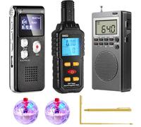 Grinsvalley 7 in 1 Ghost Hunting Equipment Kit Include 1 EMF Meter 1 Hand Held Radio 2 LED Light Cat Ball 1 Digital EVP Voice Recorder 2 Dowsing Rods Ghost Investigation Paranormal Equipment