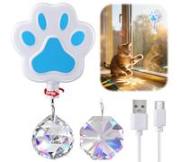 Grinsvalley Electric Rotation Crystal Suncatcher, Rechargeable Prism Suncatcher for Pets Fun Home Window Decor, Gifts for Christmas & Birthdays with Two Crystals & Type C Cable