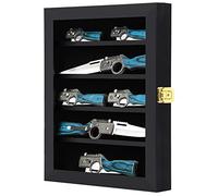 Grintus Pocket Knife Display Case Knife Collection Display Box for Wall Folding Knife Cabinet with Uv Protection Acrylic Lockable Black