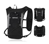 GRIO Hydration Running Vest for Women Men, Water Backpack for Hiking ,with 1.5L Water Bladder, Lightweight Breathable Reflective Hydration Pack for Marathon,Trail,Hiking,Cycling(Black)