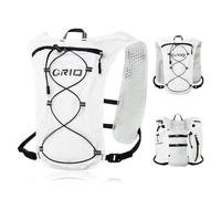 GRIO Running Vest for Men Women, 1.5L Hydration Vest Lightweight No Bounce Trail Running Backpack, Marathon Hydration Pack with Reflective Strips for Hiking & Cycling(White）