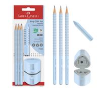 Grip 580074 Pencil Set with Sharpener and Eraser 5-Piece Writing Set Sky Blue