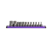 Grip Edge | 12-PC RPT 1/4 & 3/8 Drive Low Profile Triple Square Dual Action Driver Bit Set | Includes Sizes - M4-M18 | Includes Premium Aluminium Socket Rail |