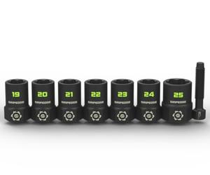 Grip Edge GRIPEDGE Tools | 7-PC - 1/2'' Drive Metric RPT Socket Extractor Set | Sizes 19 - 25 MM | Removes Broken Studs, Stripped Bolts and Lug Nuts | Includes Premium EVA Foam Storage|,(XCM7S)