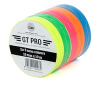 GRIP Eventbasics GT PRO Masking Tape Neon Set of 10, 10 mm x 10 m, Fluorescent Fabric Tape for Crafts, Parties and much more, 10 Rolls / 5 Colours: Neon Yellow, Neon Green, Neon Orange, Neon Pink,