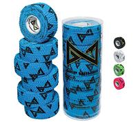 GRIP MAMBA Elastic Athletic Finger Tape, 1” Wide w/Premium Adhesive, Protects Hand Thumb & Enhances Grip, Sleeve Blister Wrap for Sports, Golf, Tennis, BJJ, Basketball, Climbing (6 ROLL, Blue)
