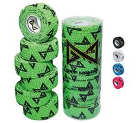 GRIP MAMBA Elastic Athletic Finger Tape, 1” Wide w/Premium Adhesive, Protects Hand Thumb & Enhances Grip, Sleeve Blister Wrap for Sports, Golf, Tennis, BJJ, Basketball, Climbing (6 ROLL, Green)