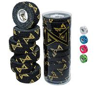 GRIP MAMBA Elastic Athletic Finger Tape, 1” Wide w/Premium Adhesive, Protects Hand Thumb & Enhances Grip, Sleeve Blister Wrap for Sports, Golf, Tennis, BJJ, Basketball, Climbing (6 ROLL, Black)