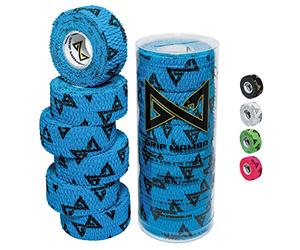 GRIP MAMBA Elastic Athletic Finger Tape, 1” Wide w/Premium Adhesive, Protects Hand Thumb & Enhances Grip, Sleeve Blister Wrap for Sports, Golf, Tennis, BJJ, Basketball, Climbing (3 ROLL, Blue)