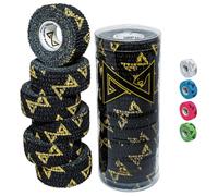 GRIP MAMBA Elastic Athletic Finger Tape, 1”Wide w/Premium Adhesive, Protects Hand Thumb Fingers Enhances Grip, Sleeve Blister Wrap for Sports, Golf, Tennis, Basketball, Pickleball (Black, 3 Rolls)