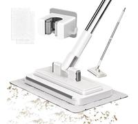 Grip Mini Mop with Zero Touch Press System, No Touch Cleaning Tool with 2 Reusable Cloths, Clip On Microfibre Cleanings Mop with 360° Rotating Head, for Kitchen & Bathroom Cleaning