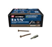 Grip-Rite GRDFCS158ACA1 DeckForce #8 x 1-5/8" Nano Coated Composite Deck Screws, Brown, 1lb Box