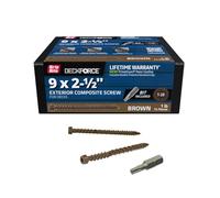 Grip-Rite GRDFCS212ACA1 DeckForce #9 x 2-1/2" Nano Coated Composite Deck Screws, Brown, 1lb Box