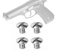 Grip Screws Compatible with Beretta 92, 92FS & M9 Models - Slotted Head Hardened Steel Construction, Precision Machined Replacement Parts, Chrome Finish, 4-Pack