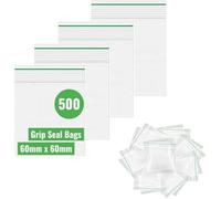 Grip Seal Bags 500 Pack of 60mm x 60mm Pixel Eye® Clear Plastic Ziplock Bags Small Resealable Storage Pouches for Medicine Jewellery Coins Small Tools Bits Reusable Sealable Poly Zipper Plastic Bags