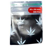 Grip Seal Bags Zip Lock Bags Resealable Plastic Bags Baggies (30x30 mm (300 Pcs), Black Leaf)