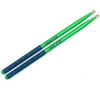 GRIP STIX 16" Long Heavyweight 4.5 Oz Hickory NON-SLIP Green with Black Drumsticks - Ideal for All Drumming, Workout, Aerobics, Cardio Exercises