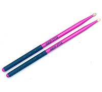 GRIP STIX 16" Long Heavyweight 4.5 Oz Hickory NON-SLIP Pink with Black Drumsticks - Ideal for All Drumming, Workout, Aerobics, Cardio Exercises