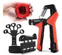 Grip Strength Trainer Kit, 4 Pack Hand Gripper Strengthener with Adjustable Resistance (5-100kg), Forearm Exerciser, Finger Strengthener & Stress Relief Ball for Muscle Building & Injury Recovery