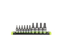 GRIPEDGE Tools | 10-PC RPT Security Star Driver Set | Sizes T8H - T50H | 1/4'' - 3/8" Drive | Made With S2 Steel | Includes Premium Aluminum Socket Rail |