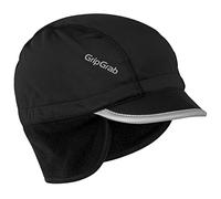 GripGrab Belgian Style Thermal Windproof Winter Cycling Cap Under Helmet MTB Road Gravel Bike Earflap Hat with Visor Black
