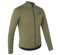 GripGrab EXPLR Merinotech Thermal Long Sleeve Cycling Jersey Road MTB Gravel Bike Cycle Top with Merino Wool Long Zip Olive Green