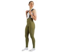 GripGrab PACR Thermal Winter Cycling Bib Tights for Women Padded Long MTB Gravel Bike Road Biking Trousers Leg Pocket Olive Green