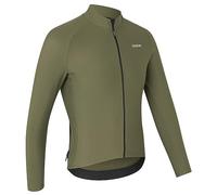GripGrab PACR Thermal Long Sleeve Cycling Jersey for Men Road MTB Gravel Bike Cycle Top Full Zip Fleece Biking Shirt Olive Green