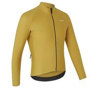 GripGrab PACR Thermal Long Sleeve Cycling Jersey for Men Road MTB Gravel Bike Cycle Top Full Zip Fleece Biking Shirt Mustard Yellow