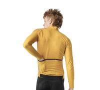 GripGrab PACR Thermal Long Sleeve Cycling Jersey for Men Road MTB Gravel Bike Cycle Top Full Zip Fleece Biking Shirt Mustard Yellow