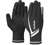 GripGrab Running Expert Winter Thermal Full-Finger Touchscreen Gloves - Highly-Visible, Sweat-Wiper, Black, Neon HiViz