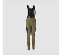 GripGrab PACR Thermal Winter Cycling Bib Tights for Women Padded Long MTB Gravel Bike Road Biking Trousers Leg Pocket Olive Green