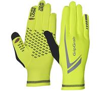 GripGrab Unisex's Running Expert Winter Thermal Full-Finger Touchscreen Gloves-Highly-Visible, Sweat-Wiper, Black, Neon HiViz, Yellow Hi-Vis, S