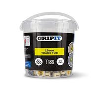 GripIt 152-25100 Yellow 15mm Plasterboard Fixings For Stud Walls - Max Load 71Kg (100 Pack)