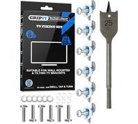 Gripit Blue Heavy-Duty Plasterboard Fixings - TV Mounting Kit - Pack of 6 - Holds Up to 113kg - Reusable Drywall Anchor for TVs, Stud Walls, Kitchen Cupboards & Boilers - UK Designed