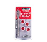 Gripit Grip It Red Shelf Hanging Fix Kit Plasterboard Hollow Wall 74Kg Capacity