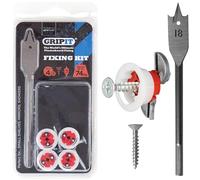 Gripit Red Shelf Kit - Pack of 4 - Heavy Duty Plasterboard Fixings for Drywall & Stud Walls, Holds Up to 74kg - Ideal for Shelves, Mirrors, Speakers & Shower Units - Easy Install & UK Designed
