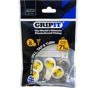 Gripit Yellow Plasterboard Fixings - Pack of 8, Holds Up to 71kg | Heavy Duty Stud Wall fixings - Plasterboard Anchors - Ideal for Blinds, Curtains, Mirrors & Frames - Easy Install - UK Design